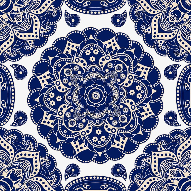 装饰深蓝色花纹