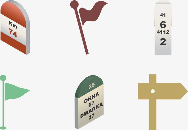 矢量里程碑插图png素材-90设计