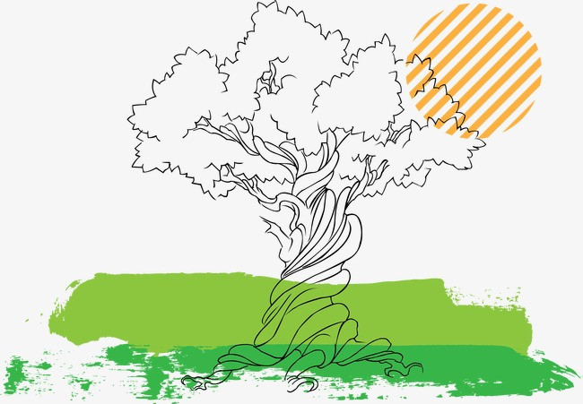 植树节手绘风小清新树木png插图插画风
