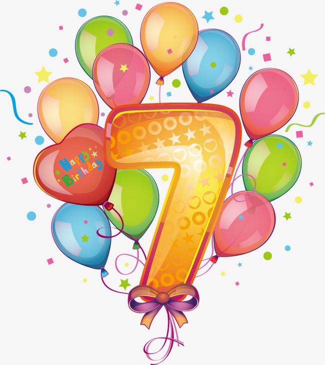 节日氛围 卡通气球 数字 倒计时 7 热闹 彩带