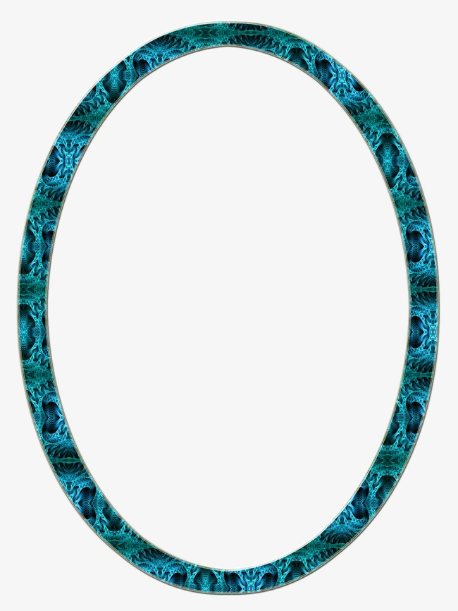 蓝色花纹镜框png素材-90设计