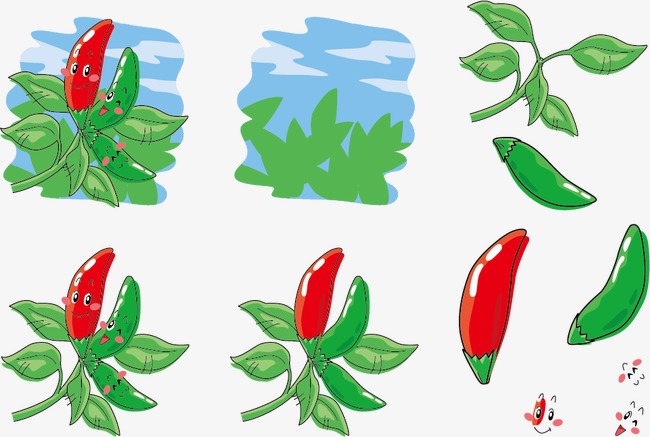 矢量树上的朝天椒表情