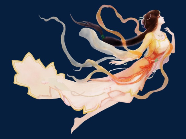 国潮山水云彩敦煌风飞天仙女乐器主题边框元素