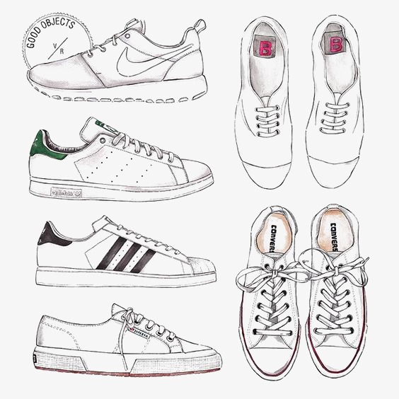 帆布鞋子手绘涂鸦线稿