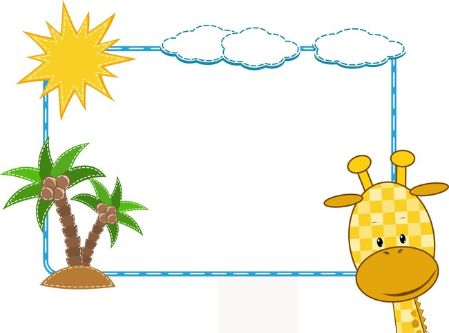 卡通长颈鹿边框矢量png素材-90设计