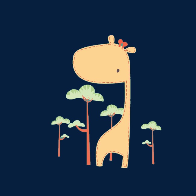 长颈鹿平面卡通可爱动物免扣元素设计