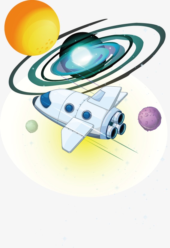 卡通线条航天宇航员飞船矢量图免抠元素