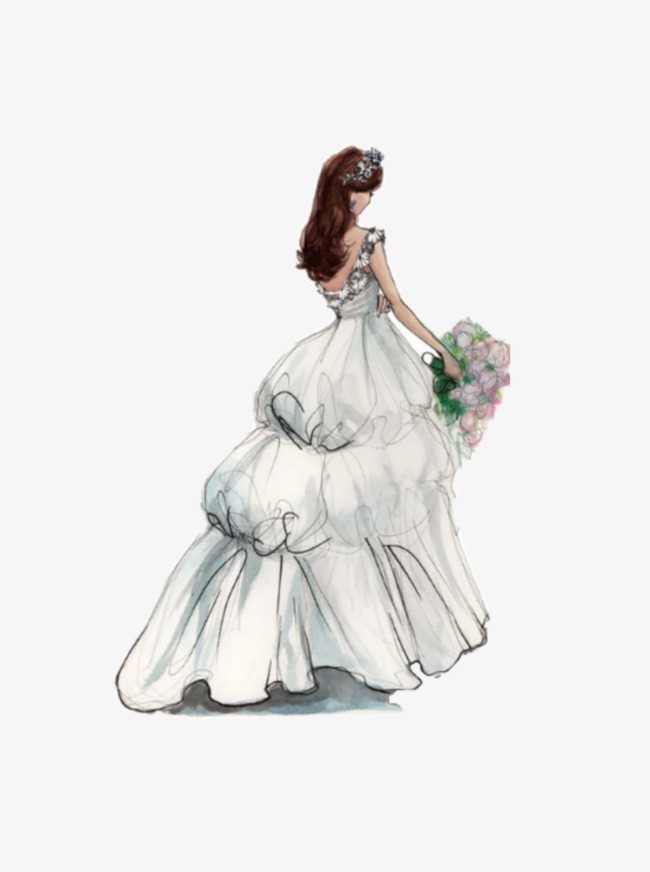 背景手绘_手绘婚纱png素材-90设计
