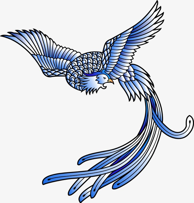 装饰青色凤凰png素材-90设计