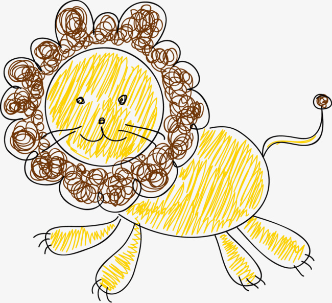 原创简笔画卡通动物手绘ai矢量免扣元素狮子