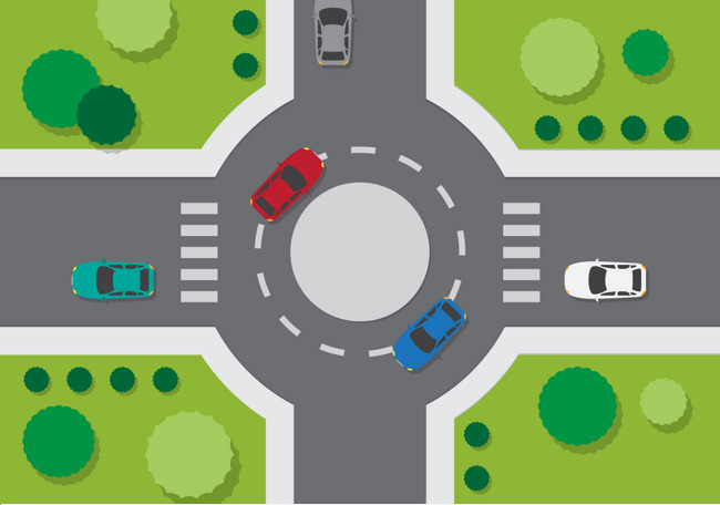 十字路口发生交通事故车祸现场汽车摩托电瓶车