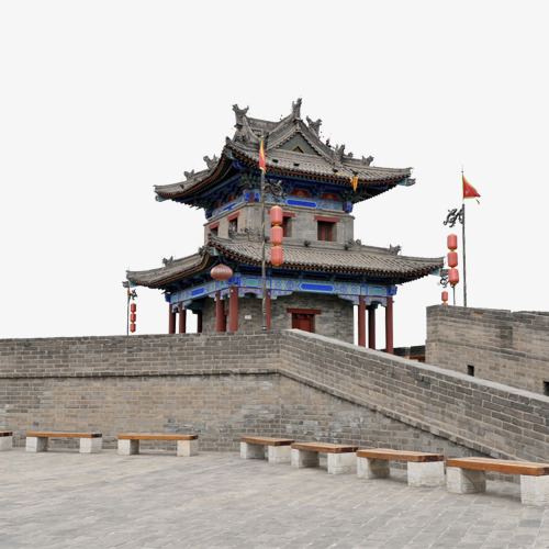 城墙与阁楼png素材-90设计