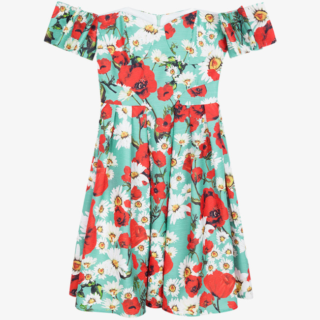 一字领碎花裙子素材图片免费下载_高清png_cnc娱乐_cnc娱乐平台_cnc