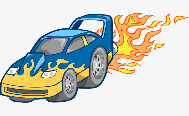 矢量卡通蓝色跑车