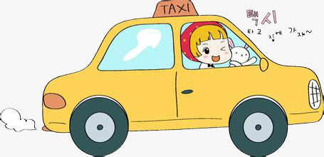 橙色蓝色的卡通出租车小汽车