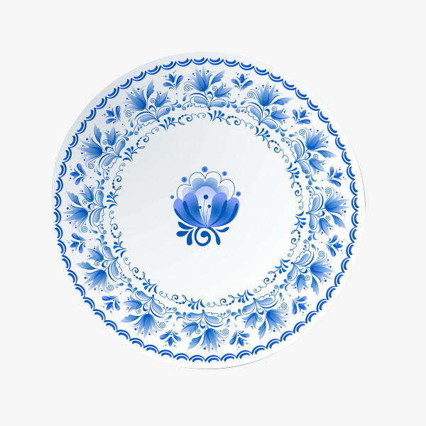 简约蓝色线条青花瓷盘子