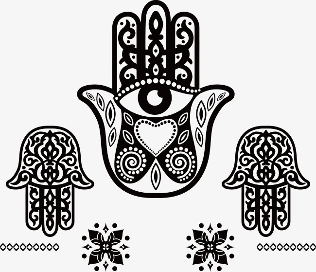 矢量古代图腾印度手掌纹理花