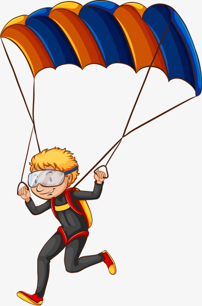 卡通跳伞的小朋友