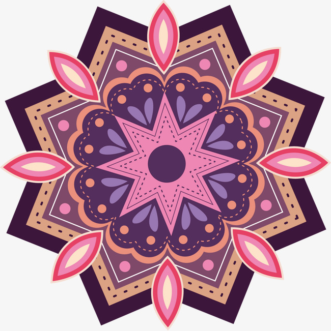 矢量手绘紫色装饰花纹