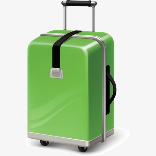 绿色行李箱png素材-90设计