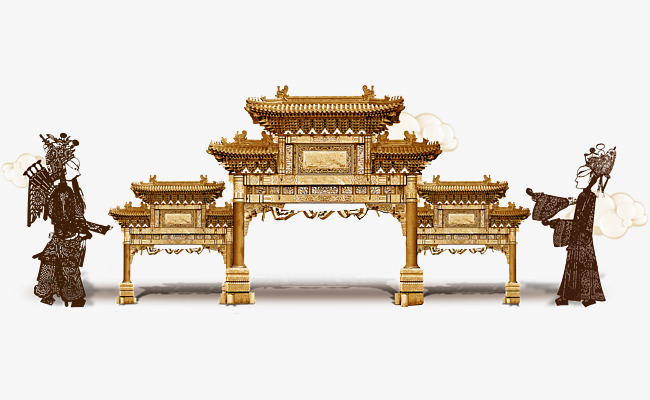 新年过节元旦城门楼舞狮烟花热闹【免抠元素png】-90设计网