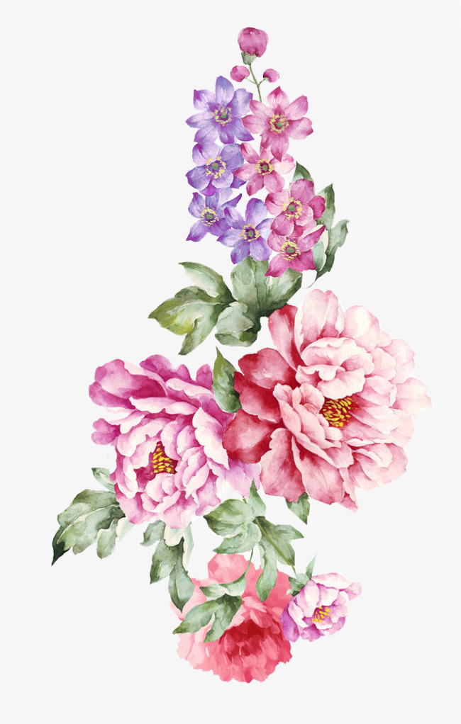 矢量小清新手绘水彩水粉植物花卉元素设计