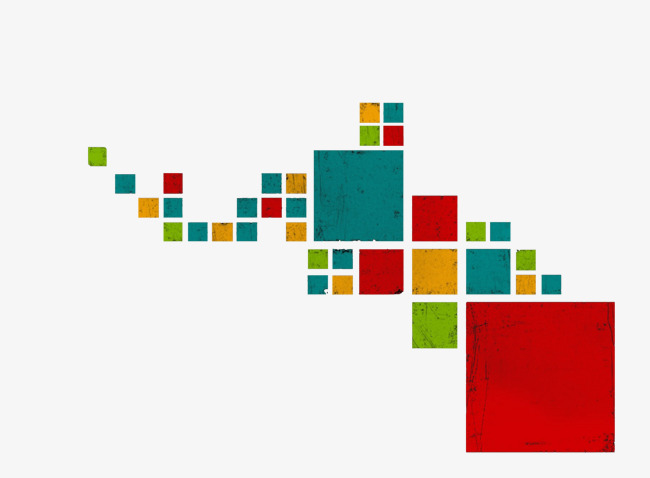 方形组成的彩色图案png素材-90设计