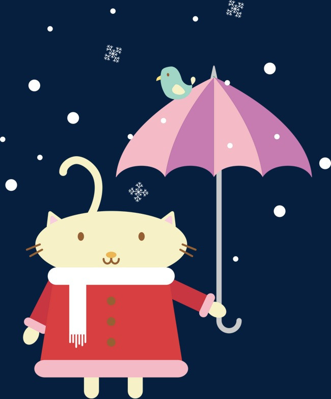 打伞的小猫