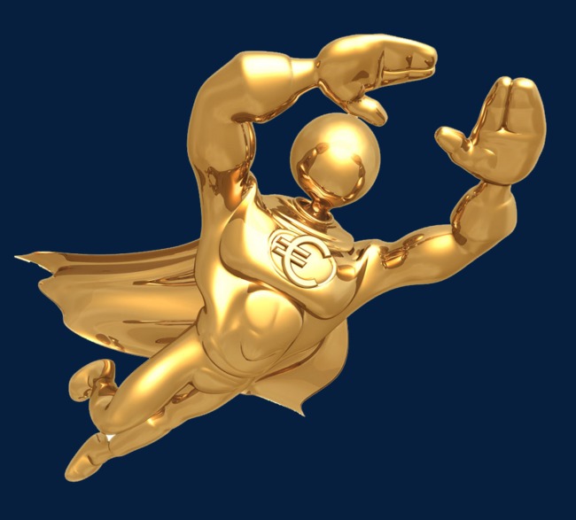 卡通3d金色超人