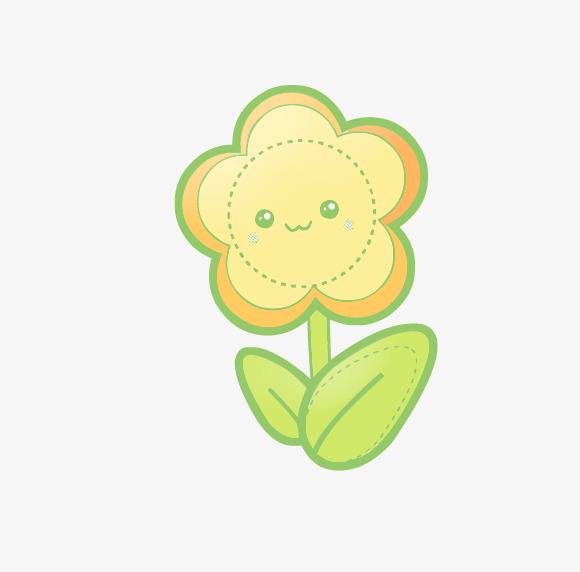 黄色小花卡通手绘对话栏矢量免扣元素设计