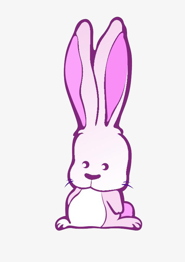 爱护动物黄色系手绘插画风动物园粉长耳朵黄兔子png