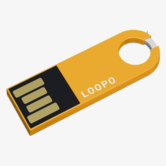 黄色小型u盘png素材-90设计