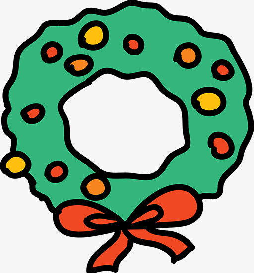 绿色树叶水彩风花圈信息框装饰免扣元素