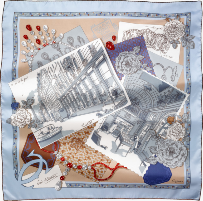 复古图案丝巾png素材-90设计