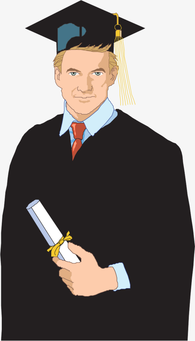 矢量手绘学士服的男生