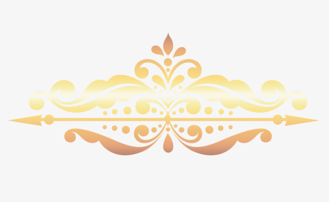 金色渐变花纹分割线【高清装饰元素png素材】-90设计