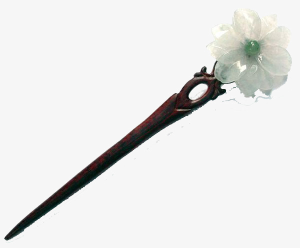 白色花朵簪子png素材-90设计