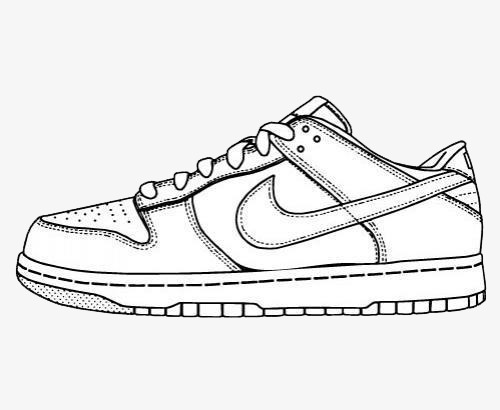 黑色线条运动鞋手绘