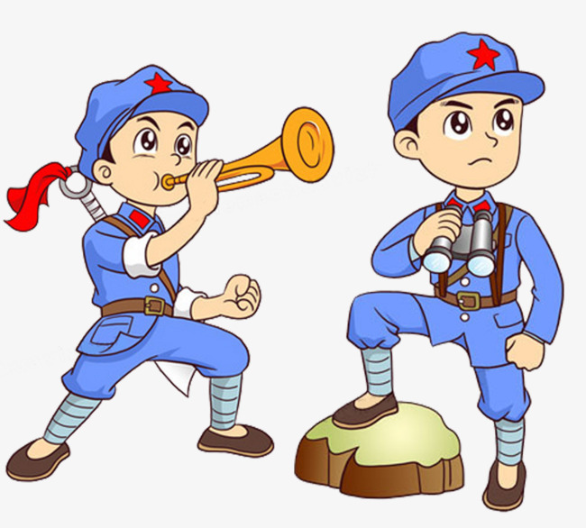 建党节革命军人军人剪影卡通手绘