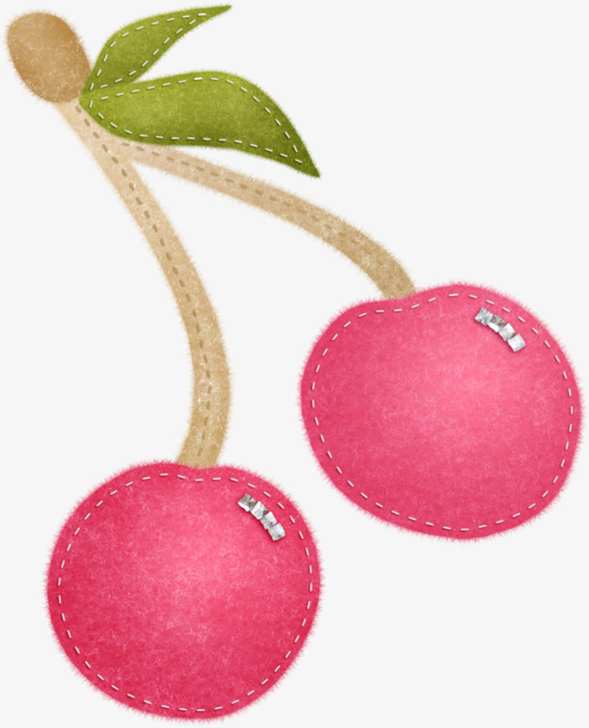 手绘粉色的樱桃汁矢量免抠图