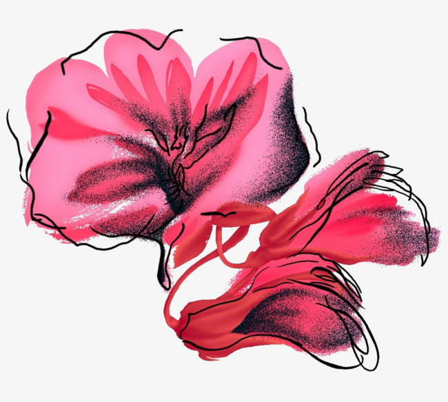 手绘红色花朵