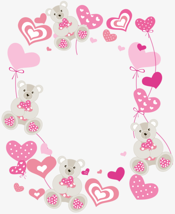 各种爱心和小熊边框