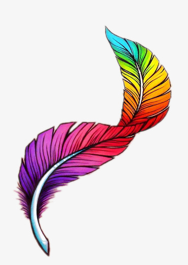 彩色羽毛卡通手绘素材