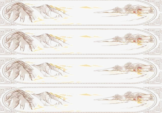 清新山水画几何