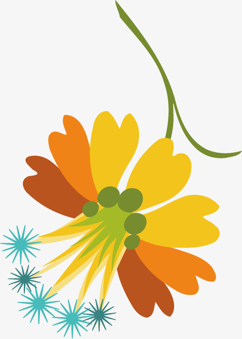 绘制彩色矢量花朵免抠素材