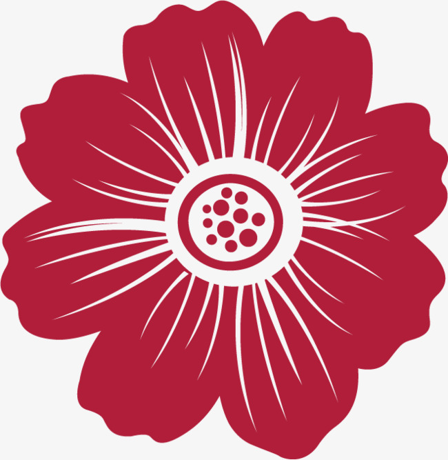 绘制红色的矢量花朵图案免抠素材