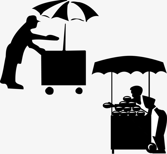 矢量剪影售货员买东西