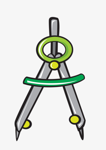 原创手绘蓝色学习用品圆规卡通ai免扣元素