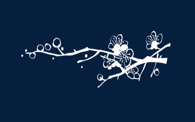 白色梅花枝剪影素材免费下载