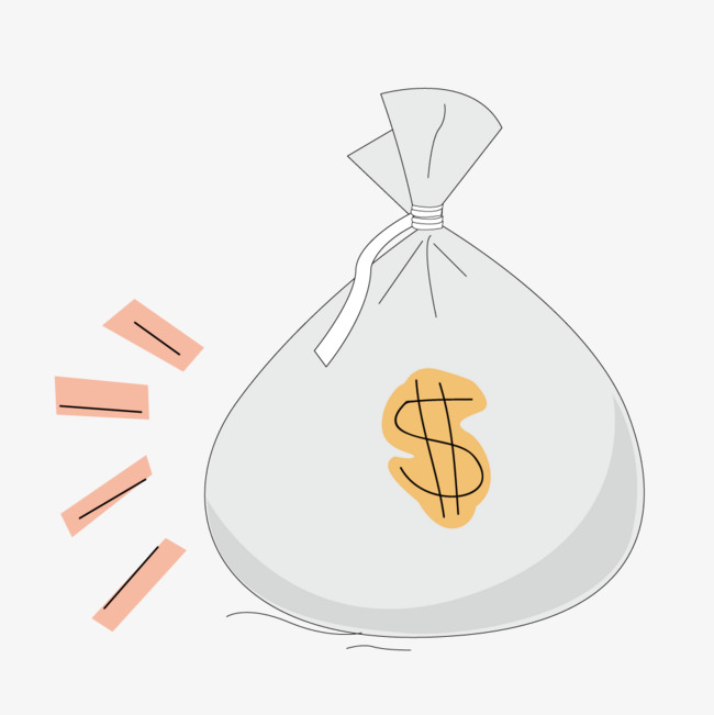 卡通手绘金钱布袋子